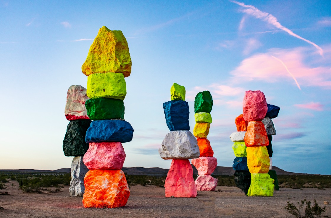 Ugo Rondinone’s colourful towers, the Seven Magic Mountains Ugo Rondinone’s colourful towers, the Seven Magic Mountains