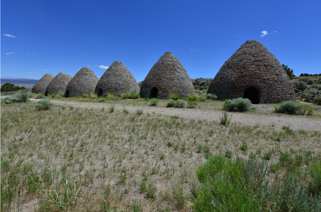 Charcoal ovens in a field.