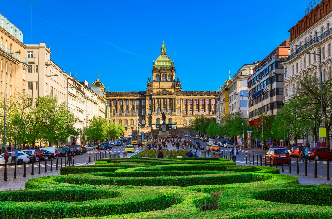Wenceslas Square, Prague, on a sunny day Wenceslas Square, Prague, on a sunny day
