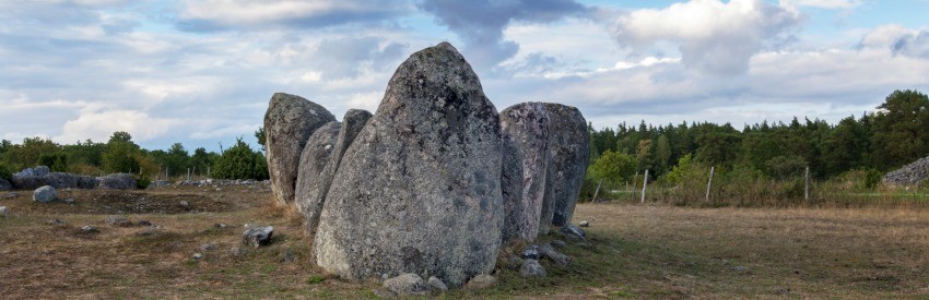 Large rune stones in a field