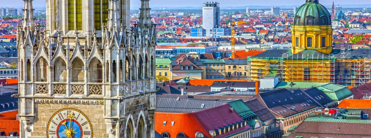 Aerial view of Munich rooftops