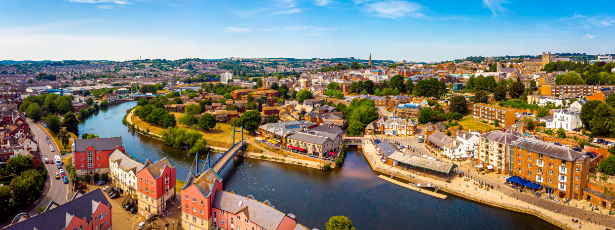 Aerial view of Exeter.