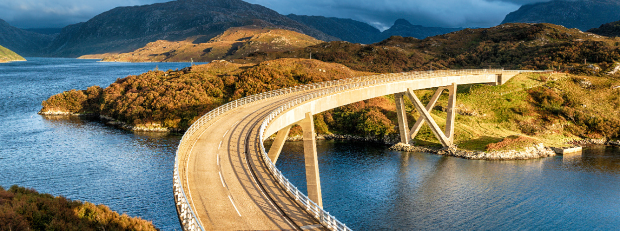 Road bridge over a river