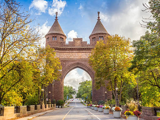 Road passing an arched building Road passing an arched building