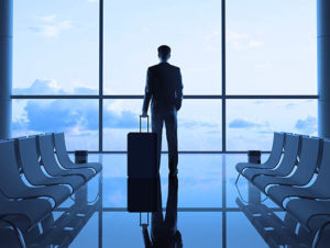 Silhouette of a man at the airport