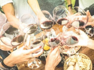 Cheering with glasses of wine Cheering with glasses of wine