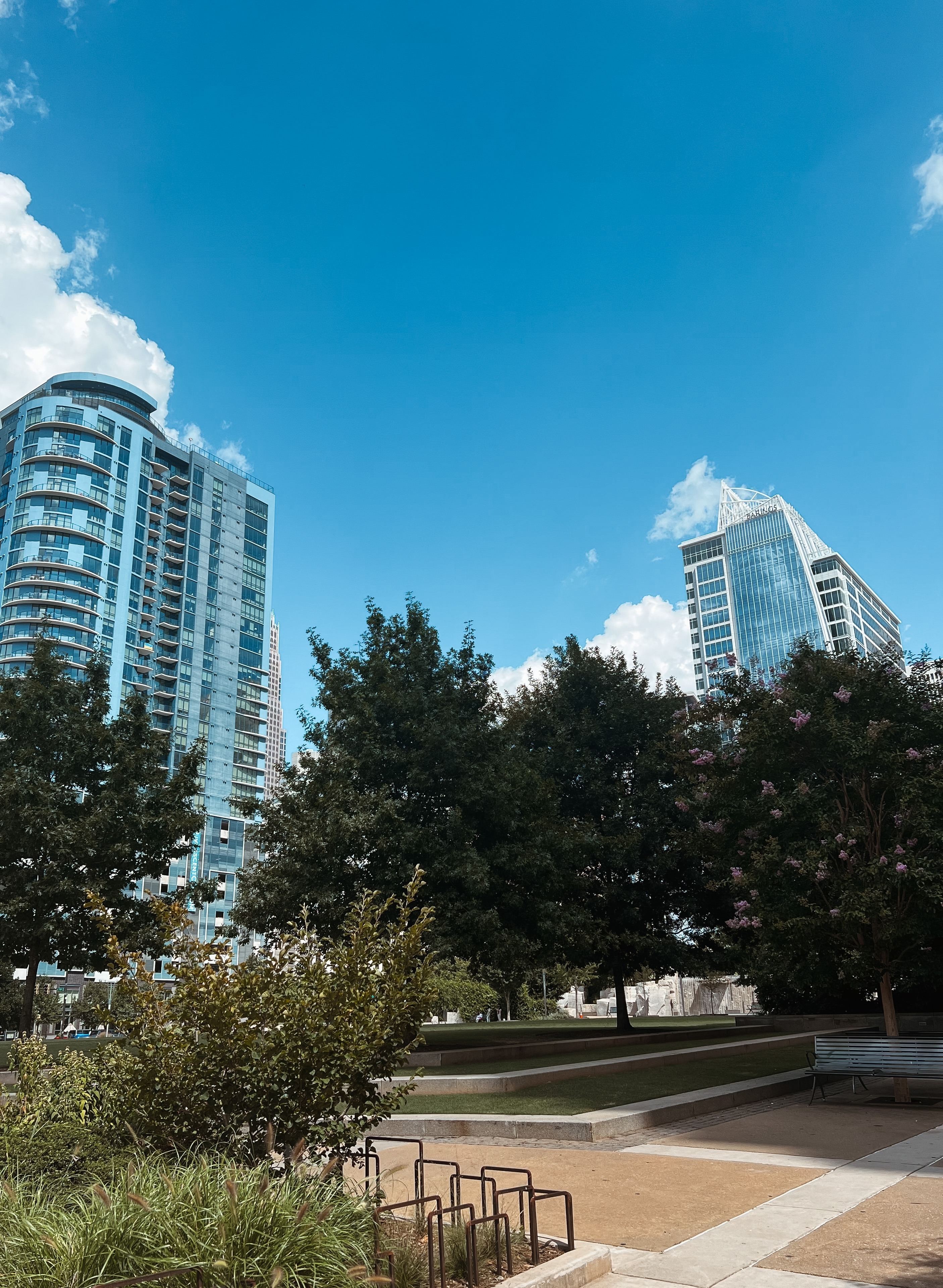 Uptown Charlotte park and buildings view Uptown Charlotte park and buildings view