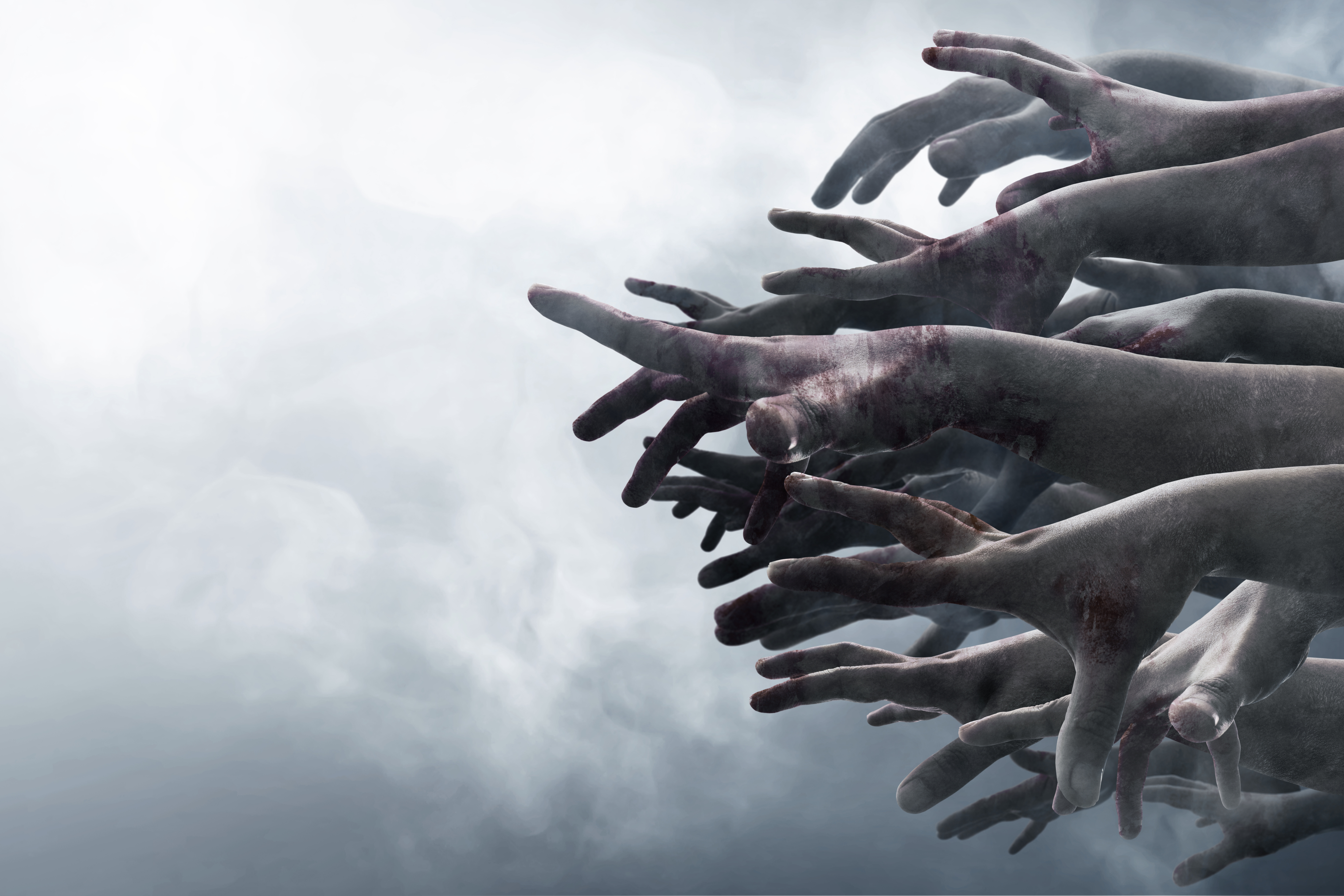 Crowd of stretched zombie hands Monroeville Mall – Dawn of the Dead