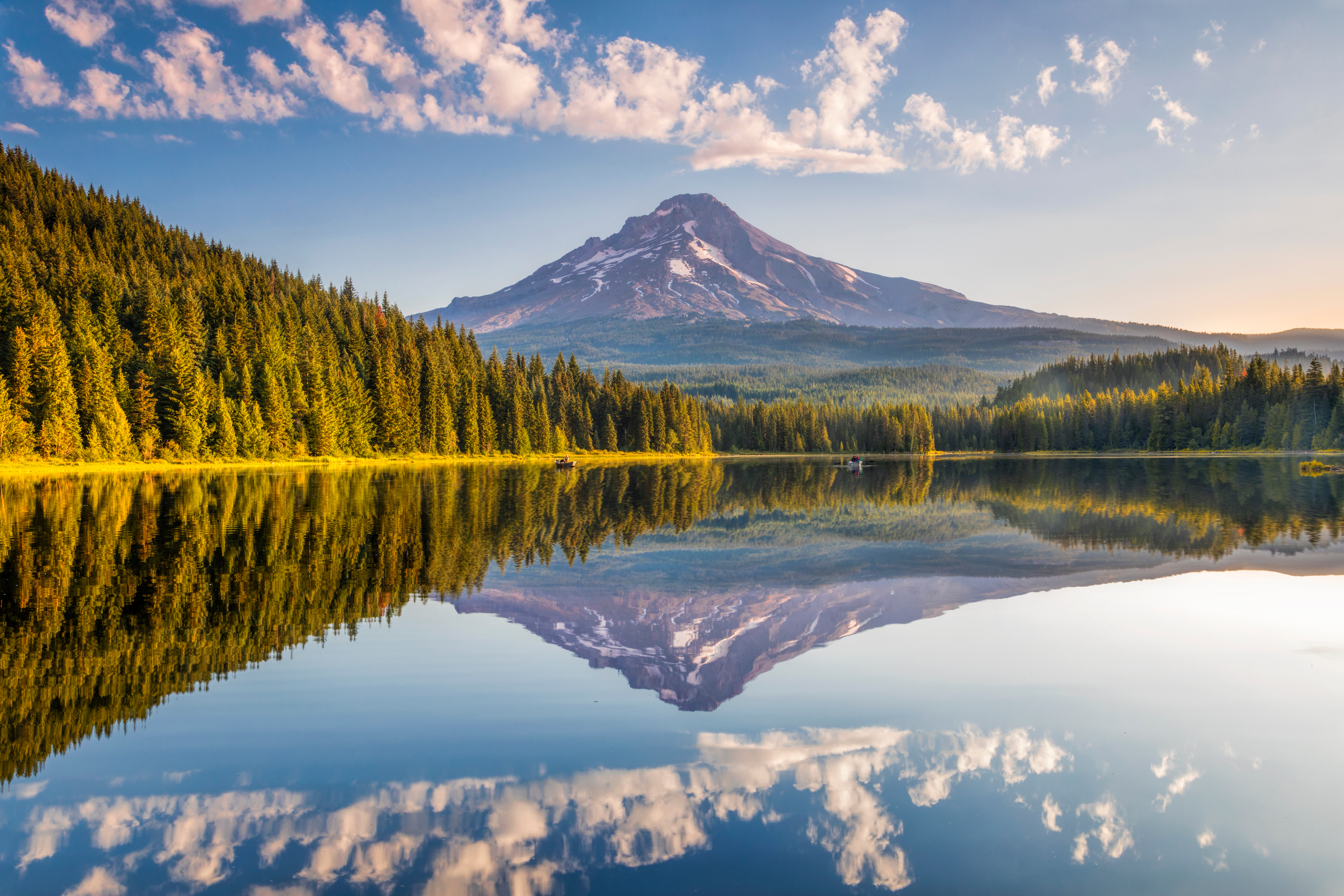 Mount Hood reflecting off a calm Trillium Lake in Oregon Mount Hood National Forest