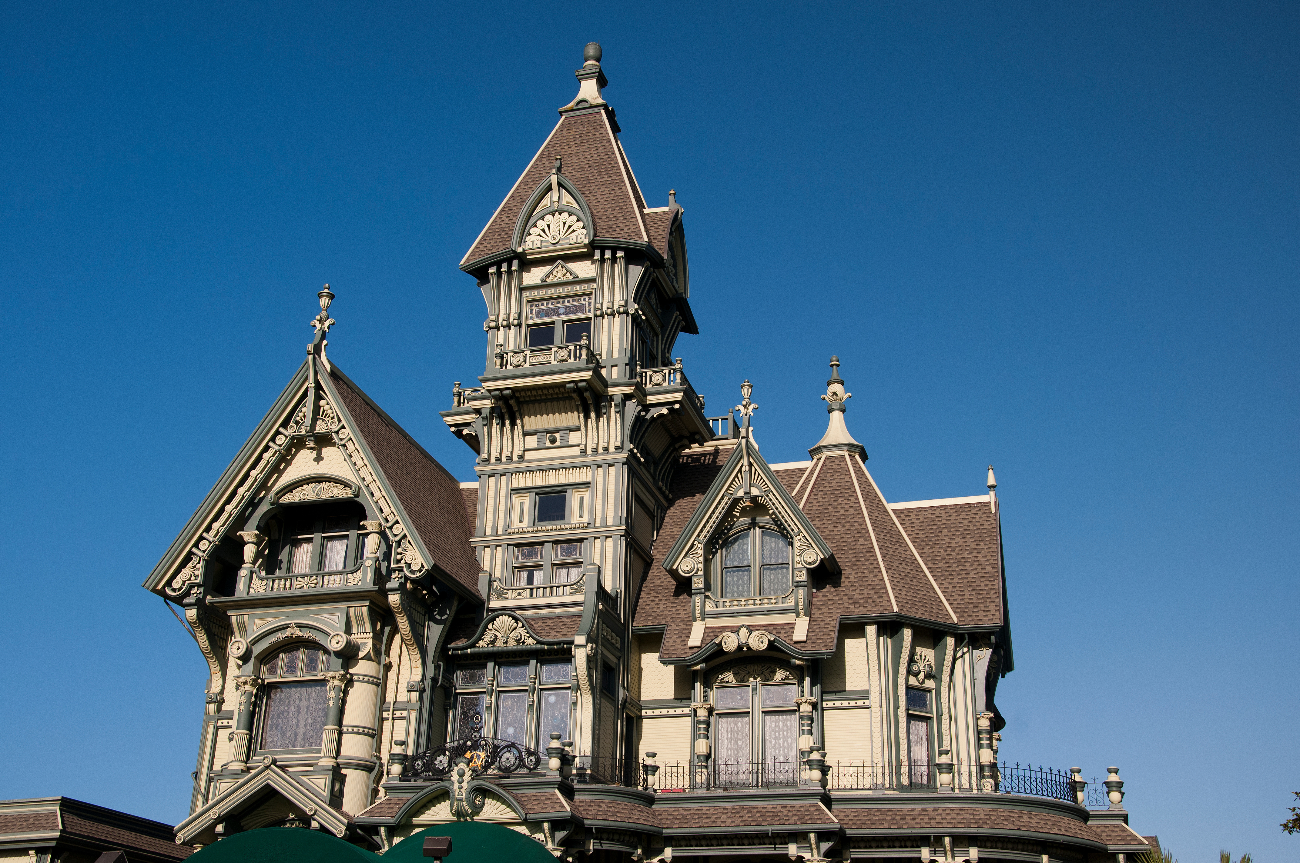 The Carson Mansion in Old Town, Eureka, California. Old Town Eureka