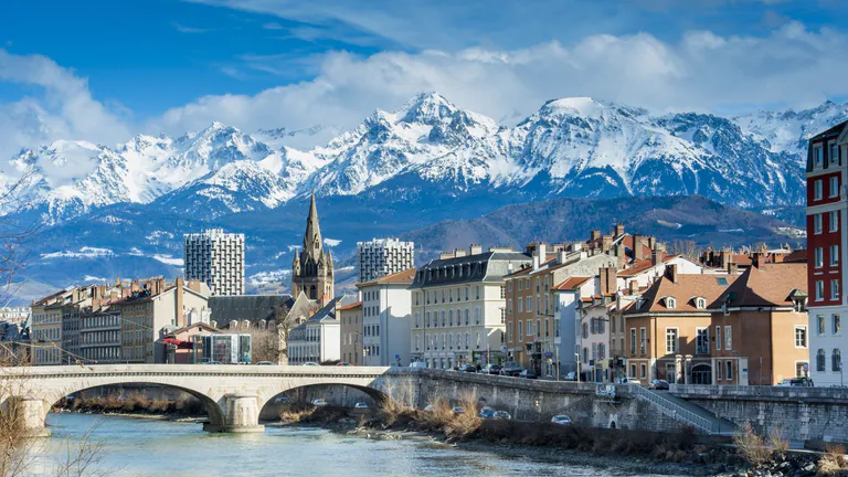 view of grenoble from the river
