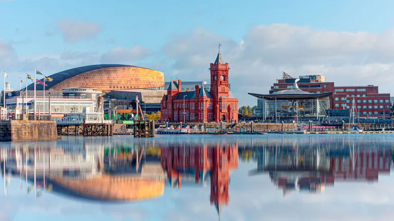 panoramic view of cardiff bay