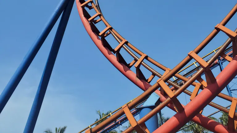 red roller coaster closeup