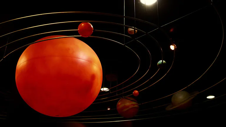 Solar system scale model hanging from ceiling