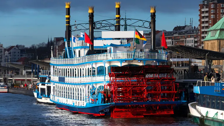 Paddle steam boat in river