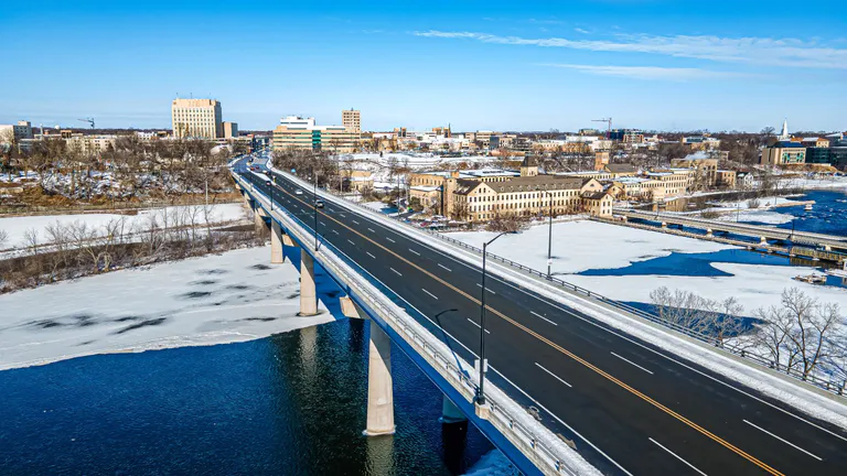 appleton aerial view in snow